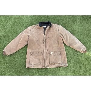 Carhartt Jacket Mens XL Tall XLT Brown Lined Duck Work Chore Coat USA 90s Union